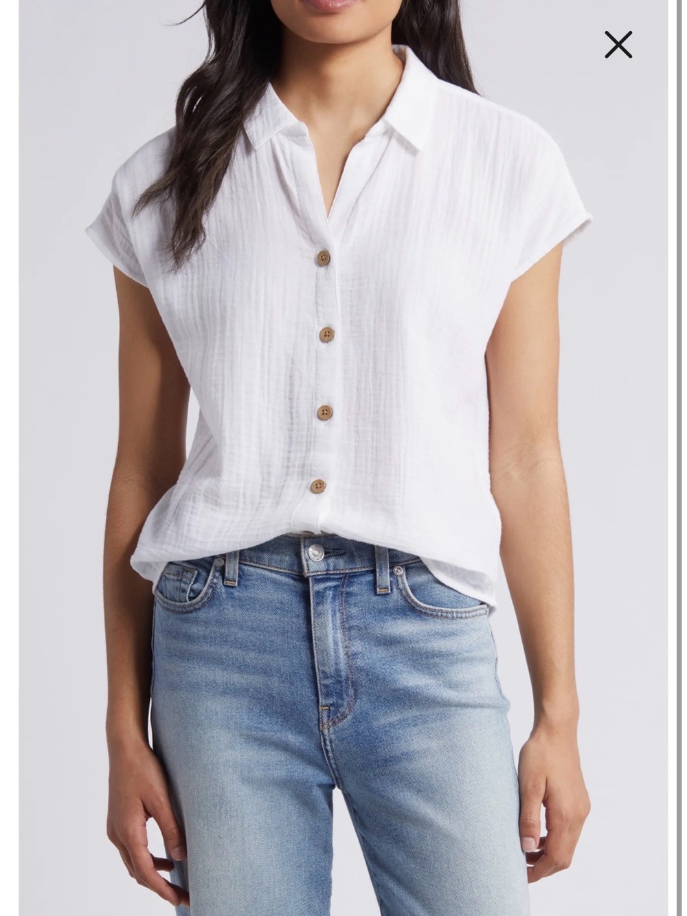 beachlunchlounge White Short-Sleeve Button Front Shirt